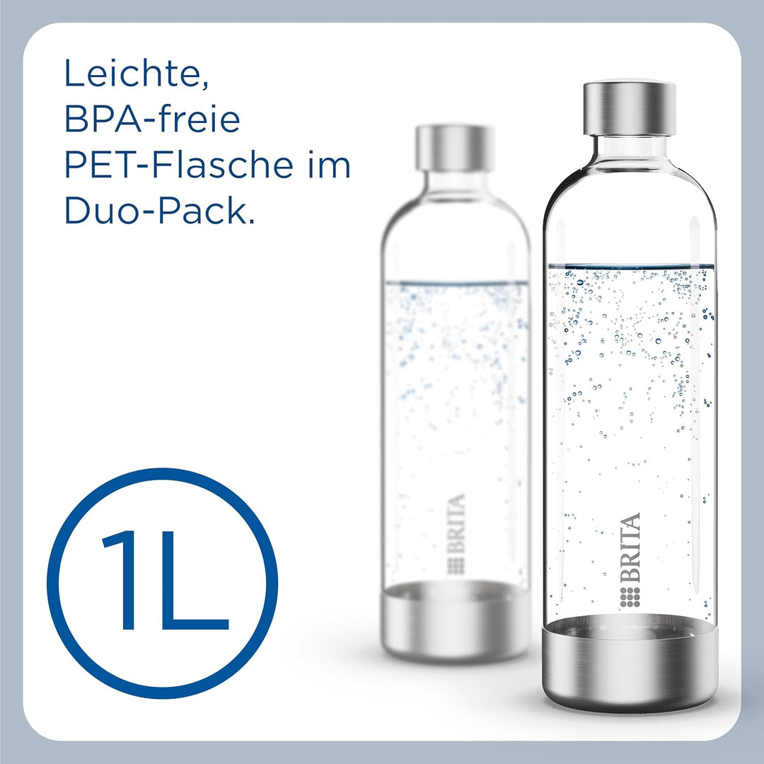 BRITA Flaschen 2er-Pack für Wassersprudler sodaONE | 2X 1 Liter Ersatzflaschen | Leichte, BPA-freie