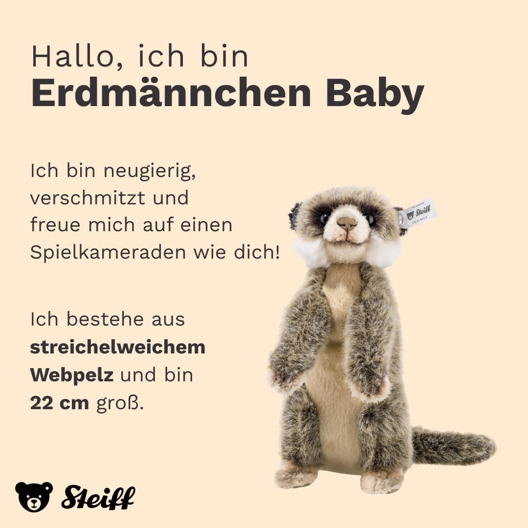 Steiff 69871 Baby 22 braun/beige Erdmännchen, 22 cm