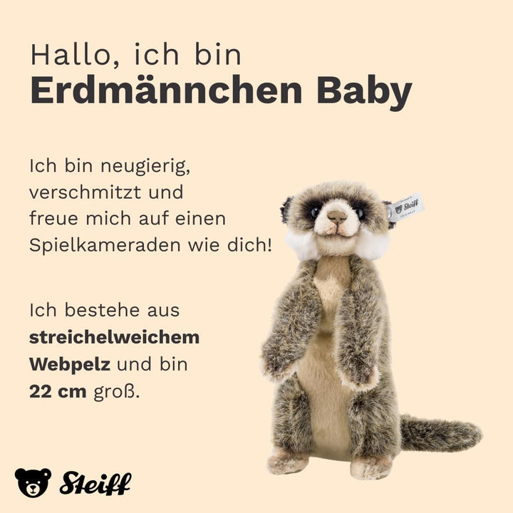 Steiff 69871 Baby 22 braun/beige Erdmännchen, 22 cm