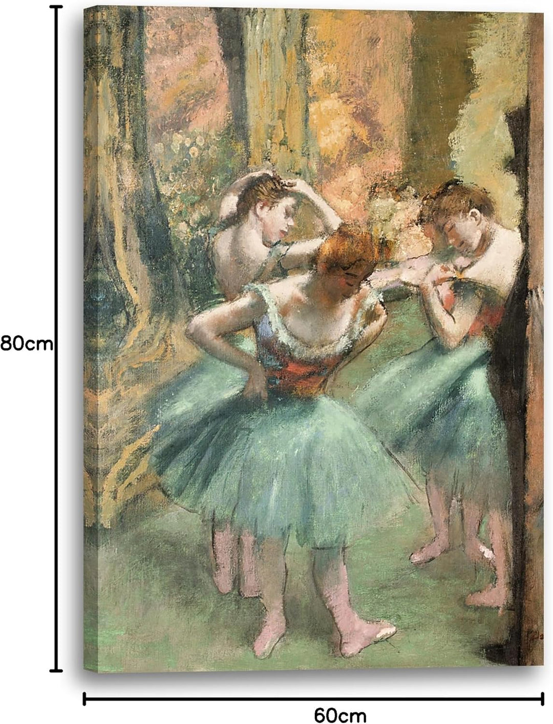 Printed Paintings Leinwand (60x80cm): Edgar Degas - Tänzerinnen, pink und grün 60x80 cm, 60x80 cm