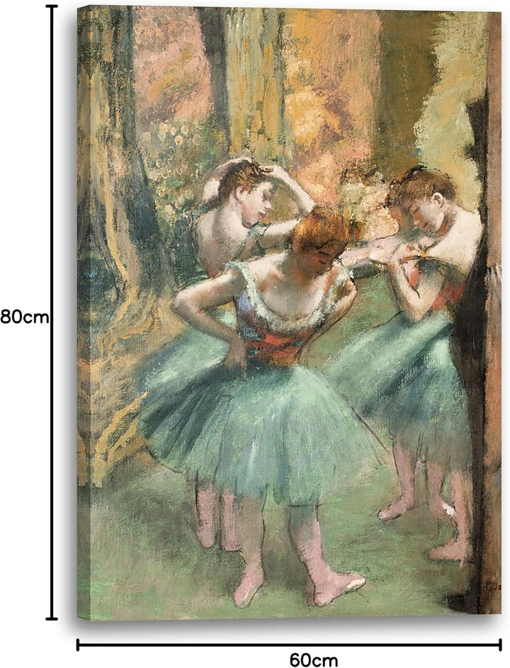 Printed Paintings Leinwand (60x80cm): Edgar Degas - Tänzerinnen, pink und grün 60x80 cm, 60x80 cm