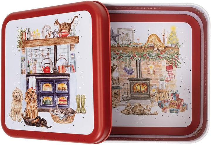 Wrendale Designs Country Kitchen' Weihnachtsdose mit Hund und Katze, quadratisch