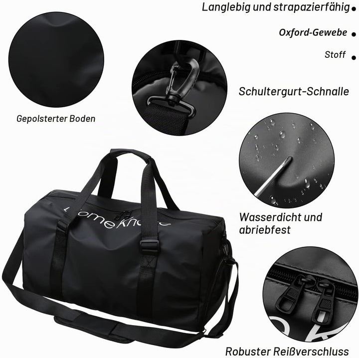 Sporttaschen Herren, Sporttasche Damen, mit Schuhfach und Nassfach, Reisetasche und Handtaschen, Tra