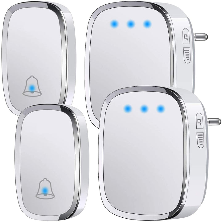YYQ Türklingel kabellos-Outdoor Wasserdicht IP44 mit Reichweite 300 m, LED-Anzeige, 2 Knopf Sender u