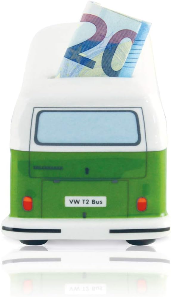 BRISA VW Collection - Volkswagen Spar-Büchse-Schwein-Dose im T2 Bulli Bus Design (Classic Bus/Grün)