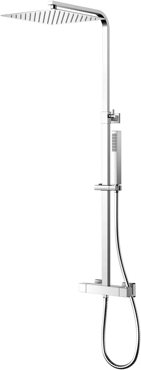 YOOZENA Duscharmatur mit thermostat, Duscharmatur Komplettset (Duschsystem - 25 X 25 CM Kopfbrause a