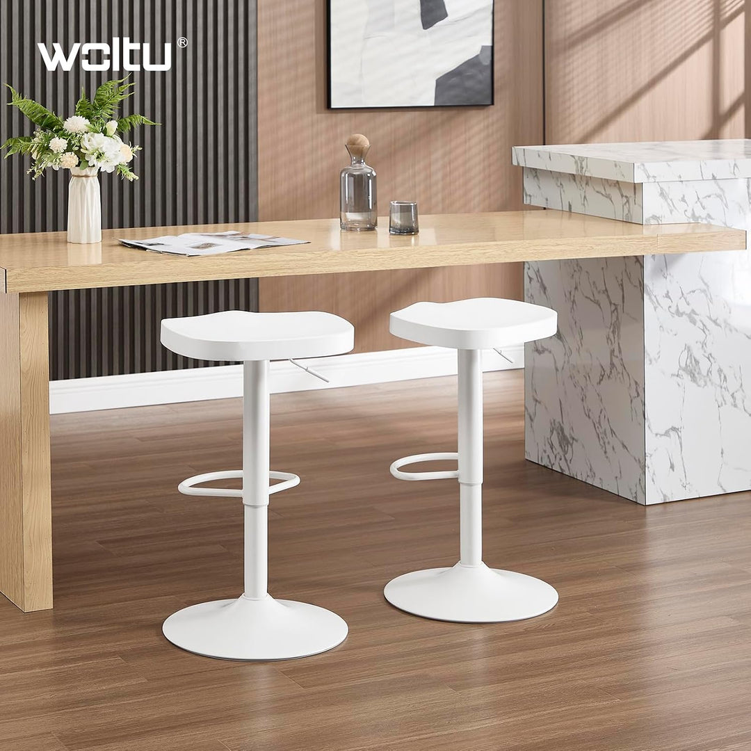 WOLTU Barhocker 2er Set, Hocker höhenverstellbar, Massivholz, Weiss | Barstuhl mit Sattelsitz Fussst