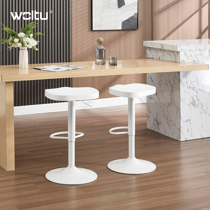 WOLTU Barhocker 2er Set, Hocker höhenverstellbar, Massivholz, Weiss | Barstuhl mit Sattelsitz Fussst