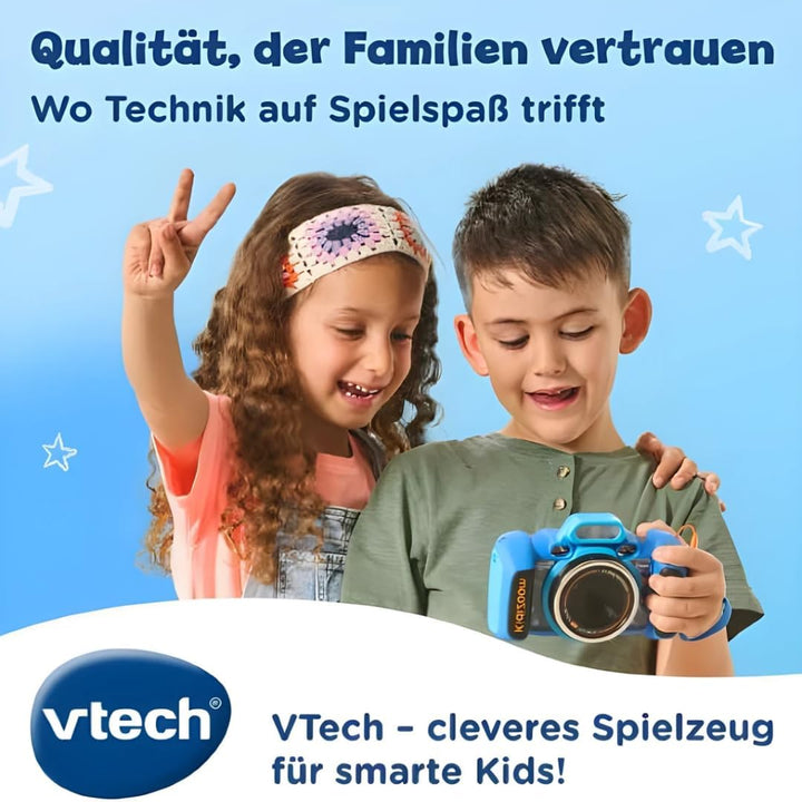 VTech KidiZoom Duo FX in Blau – Robuste Digitalkamera mit kreativen Apps und Spielfunktionen – Für K