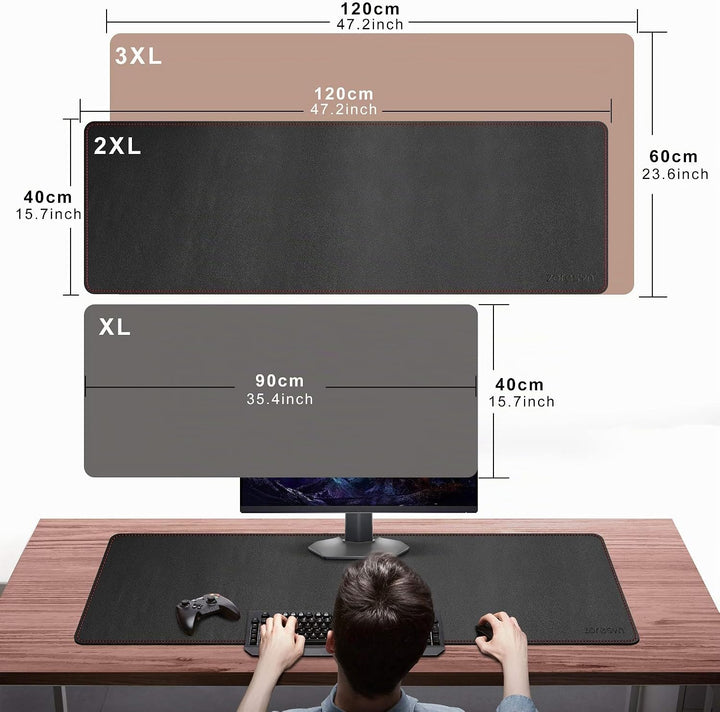 ZORESYN PU Leder Office Mauspad - Tischschoner - Schreibmatte - 2XL Lange Gaming Mauspad, Schreibtis