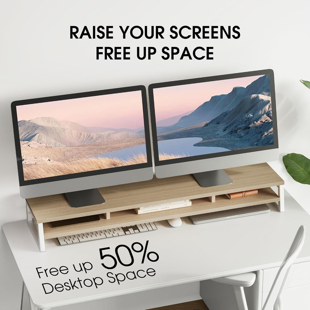 Fenge Dual Monitorständer Riser 108cm Grosse Computer Bildschirmständer für PC/Laptop/Fax/Drucker/TV