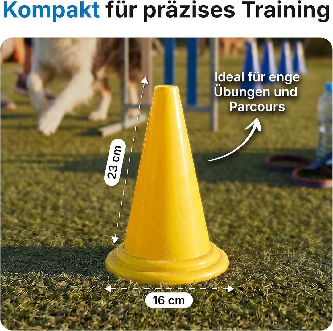 Dönges Pylonen Set 10 Stück 5 blau 5 gelb 230 mm aus PVC stapelbar ideal für Pferdesport Pferdegasse