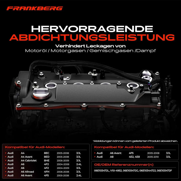 Ventildeckel Zylinderkopfhaube für A4 8EC A4 Avant 8ED A6 4F2 A6 Allroad 4FH A6 Avant 4F5 A8 2.4L 3.