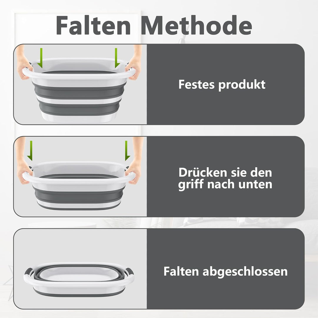 YRHome Faltbarer Wäschekorb Plastik Wäschekorb Grau aus Kunststoff Aufbewahrungsbehälter Waschbehält