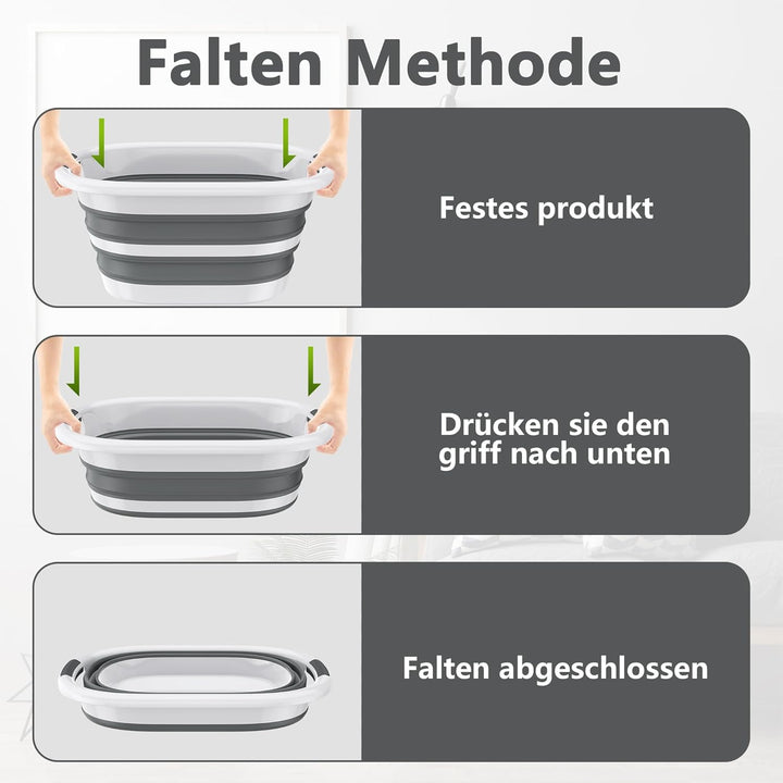 YRHome Faltbarer Wäschekorb Plastik Wäschekorb Grau aus Kunststoff Aufbewahrungsbehälter Waschbehält