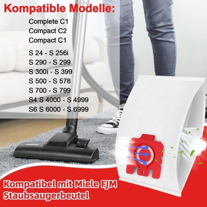 10 Stück Staubsaugerbeutel 3D Efficiency für Miele Hyclean Pure FJM Staubsauger Complete C1 Compact