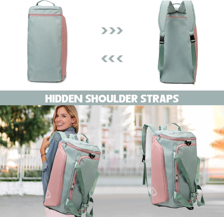 Sporttasche Damen 45L Reisetasche mit Schuhfach Nassfach Wasserdicht Weekender Travel Gym Duffle Bag