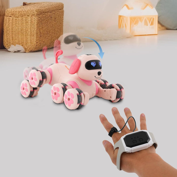 Roboterhund Spielzeug, 8-Rad-Stunt Roboter mit Fernsteuerung & Gestensteuerung für Kinder ab 8, Tanz