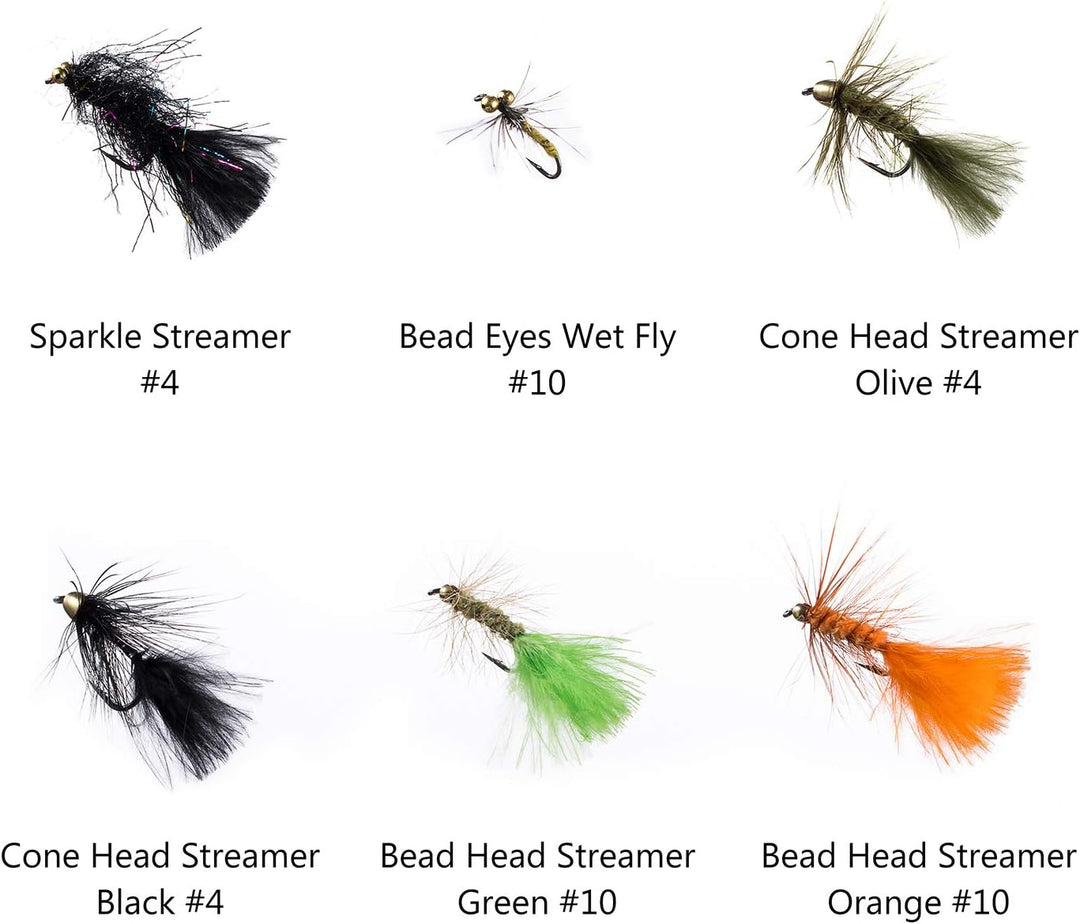Bassdash Fliegenfischen Fliegen Set Forellenbarschangeln mit Fliegenbox, 36/64/72/76/80 / 96Stk. Mit