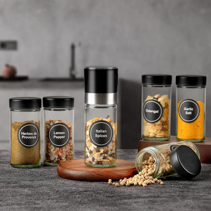 FRIBERG Gewürzgläser mit Streueinsatz [20x 120ml],Gewürzgläser Rund Set mit Edelstahl Deckel,mit 1 g
