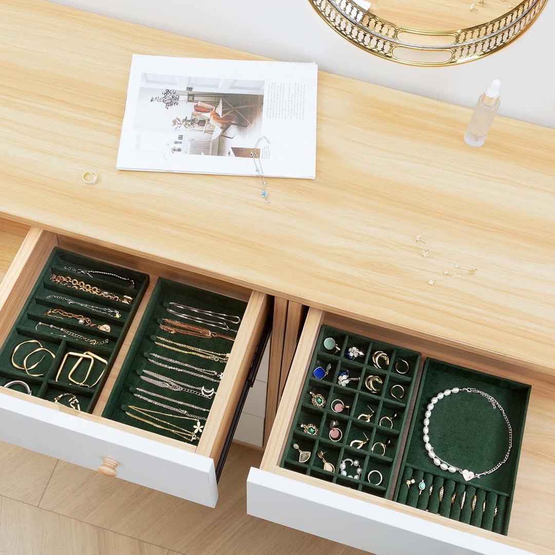 ProCase Schmucktablett Organizer mit 4 Schmuckschalen, Stapelbar Schmuck Schublade Organizer, Schmuc