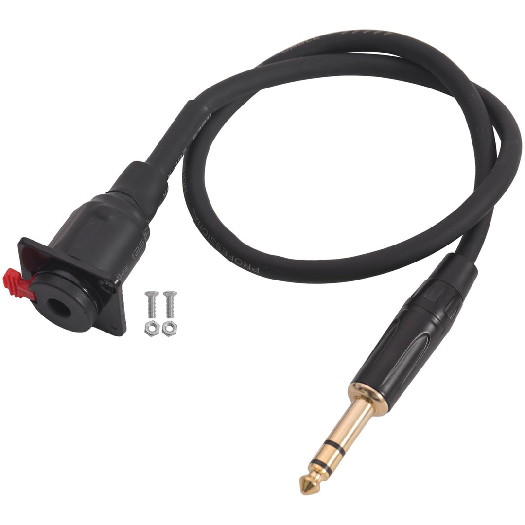PENGLIN 50CM TRS Panel Mount Audio Verlängerungskabel, D-Typ 6.35mm Buchse auf TRS Stereo Stecker Fü
