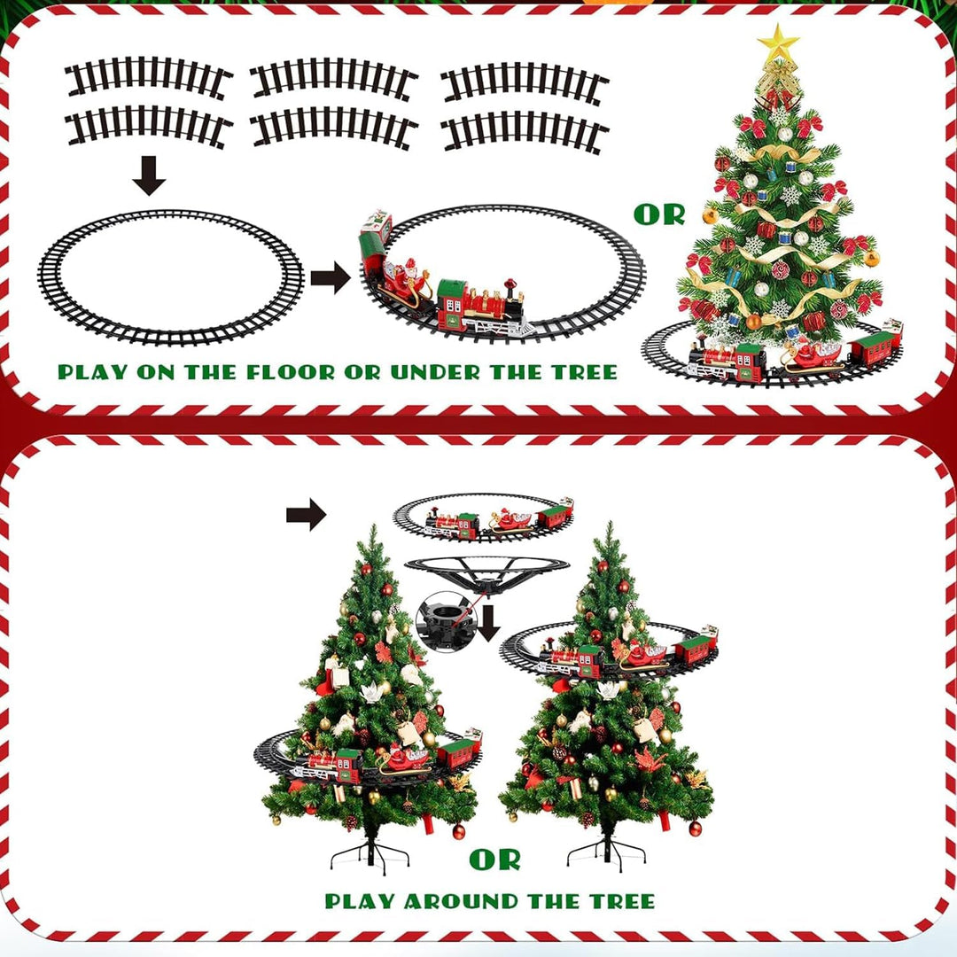 Elektrischer Zug Set für Kinder,Weihnachtszug um den Weihnachtsbaum,Eisenbahn Schienen Zug Set,Eisen