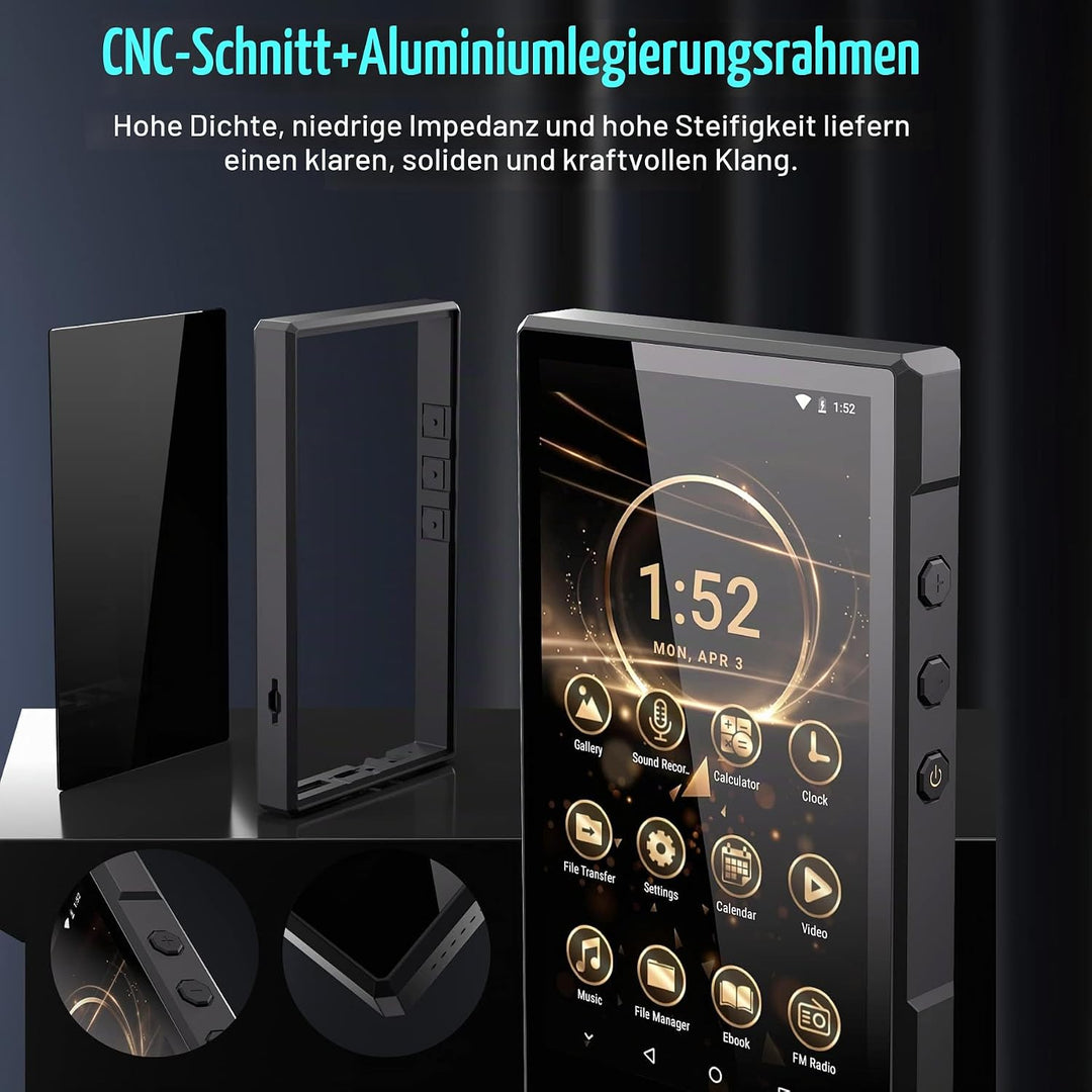 3+96GB MP3-Player mit Bluetooth, Unterstützt APK heruntergeladen, 5000mAh Batterie Vorinstalliert Sp