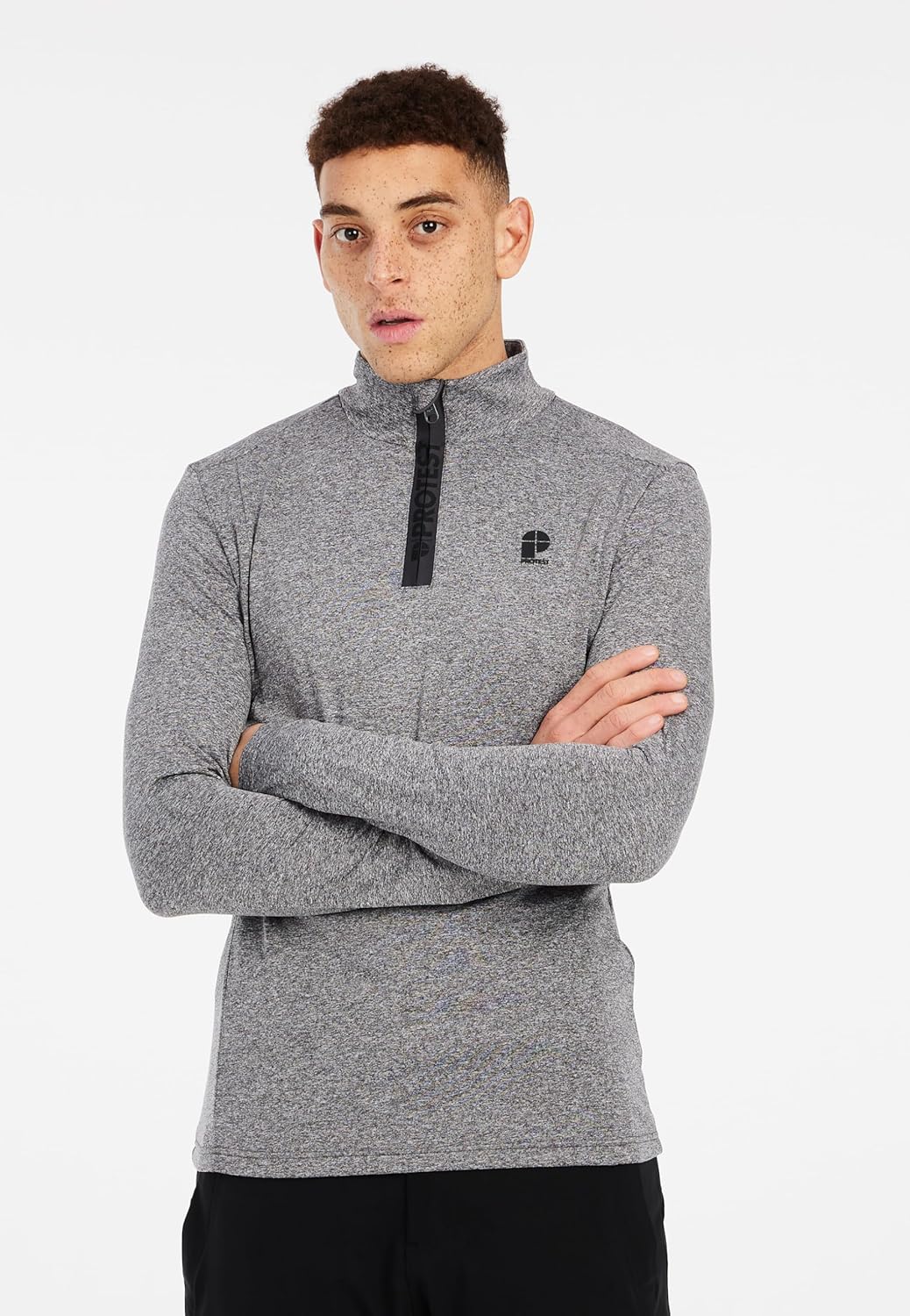 Protest Men Cycling Jersey PRTHINDES M Dark Grey Melee, M Dark Grey Melee