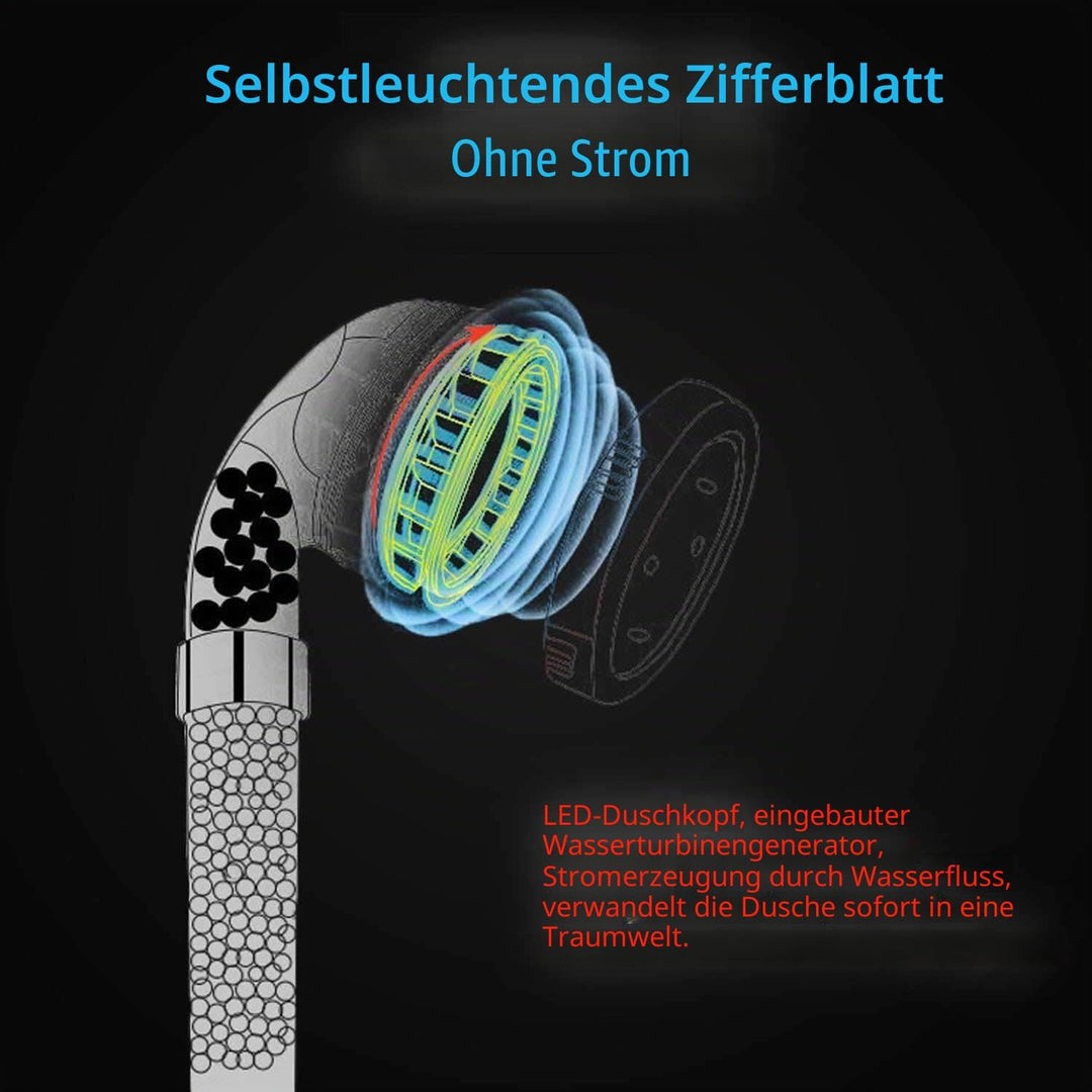 Duschkopf, Handbrause, Hochdruck-LED-Duschkopf mit 7 wechselnden Farben, wassersparend, negativer Io
