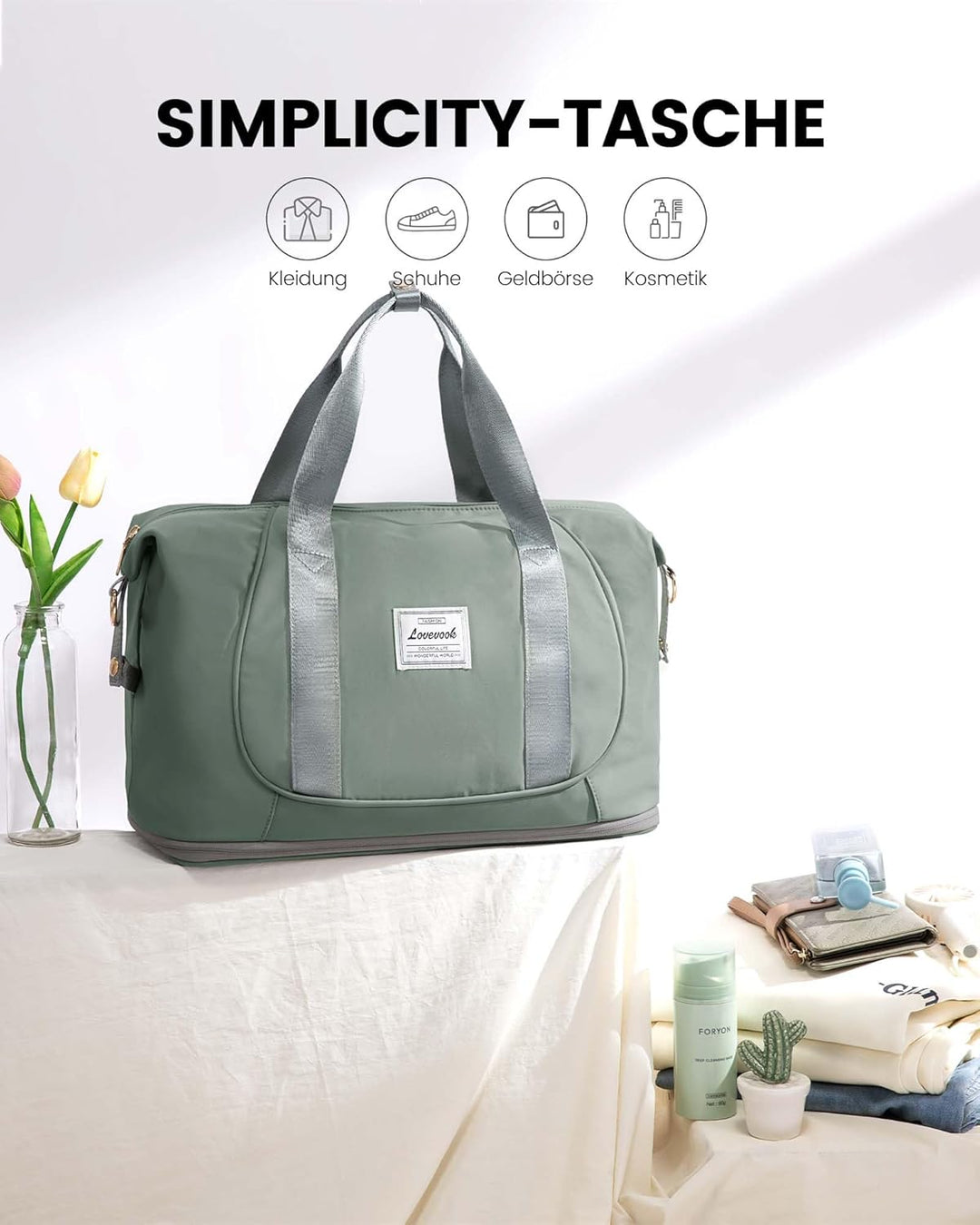 LOVEVOOK Ryanair Handgepäck 40x30x20, Erweiterbare Kleine Reisetasche Handgepäck Tasche für Flugzeug
