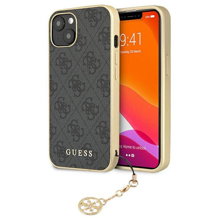 GUESS GUHCP13MGF4GGR Hülle für iPhone 13 6,1" grau 4G Charms Collection