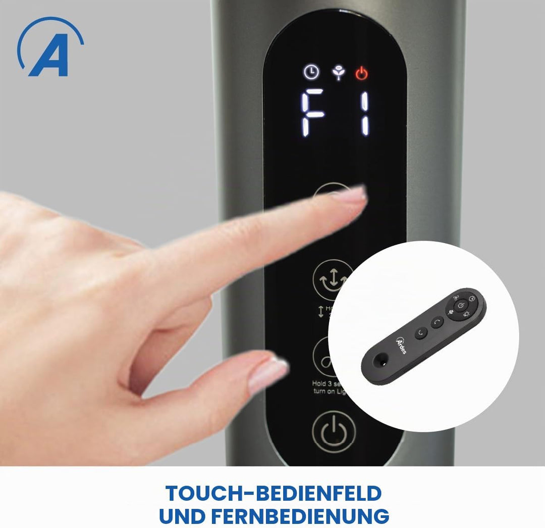 Ardes - AR5CIR02 LUMIA Luftumwälzer, 7 Flügel, automatische 3D-Oszillation, LED-Licht, einstellbare