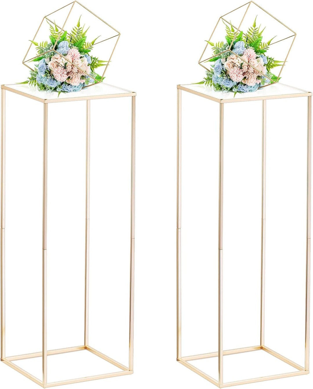 Nuptio Hochzeit Tafelaufsätze für Tische mit Acrylplatte - 2 Stück 80cm Hohe Goldvase für Tafelaufsä
