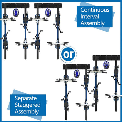 Sinoer Bike Wall Rack Bike Storage Wandhalterung für 6 Fahrräder + 5 Helme Werkzeugaufbewahrungshake