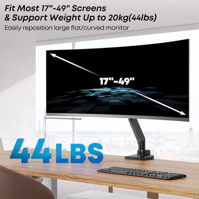 Monitor Halterung 1 Monitor Für 17-49 Zoll Flach & Curved Bildschirm, Robuster Gasfeder-Monitorhalte