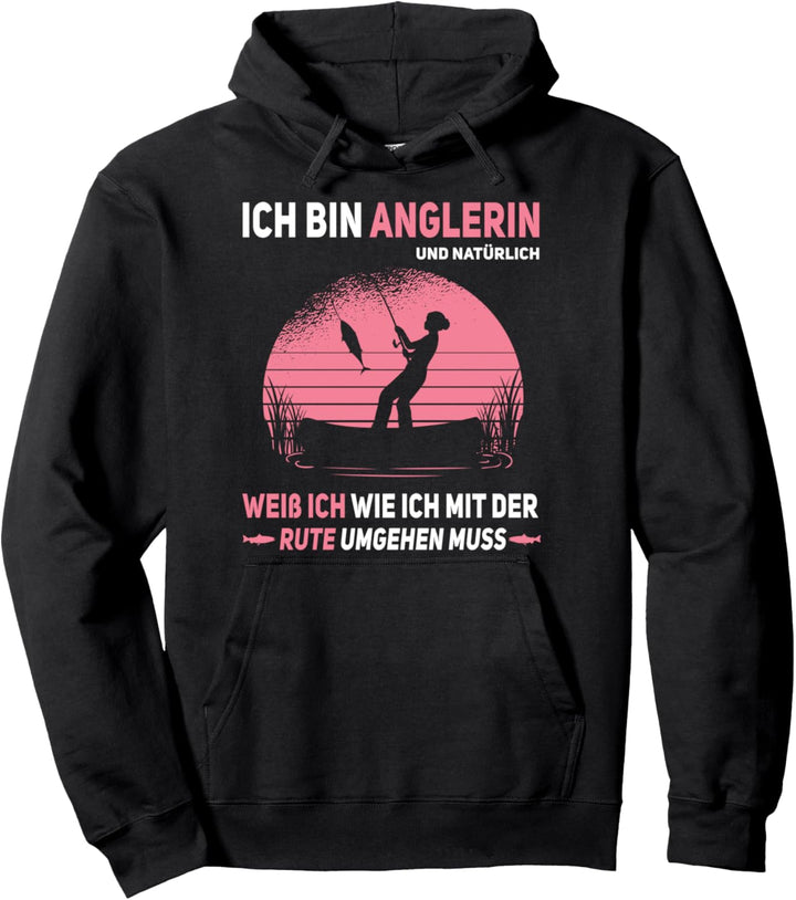 Anglerin Angelrute Angler Mädchen Angel Pullover Hoodie