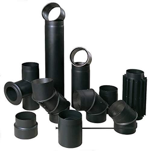Ofenrohr Rauchrohr Kaminrohr Bogen Knie 45° 90° Doppelwandfutter Abgaswärmetauscher Radiator Wandros