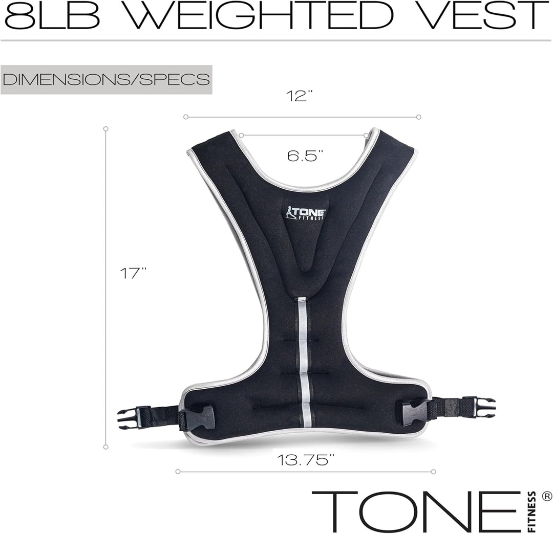 Tone Fitness 8 LB Gewichtsweste, Schwarz Reflektierend, sicher
