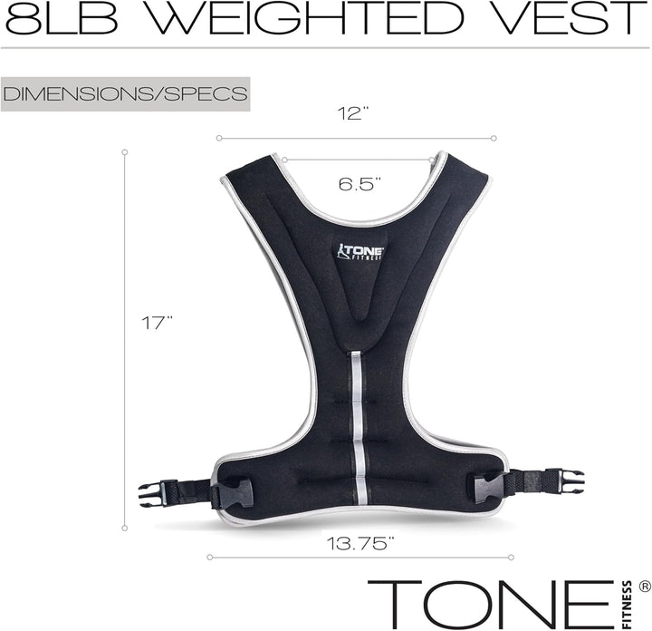 Tone Fitness 8 LB Gewichtsweste, Schwarz Reflektierend, sicher