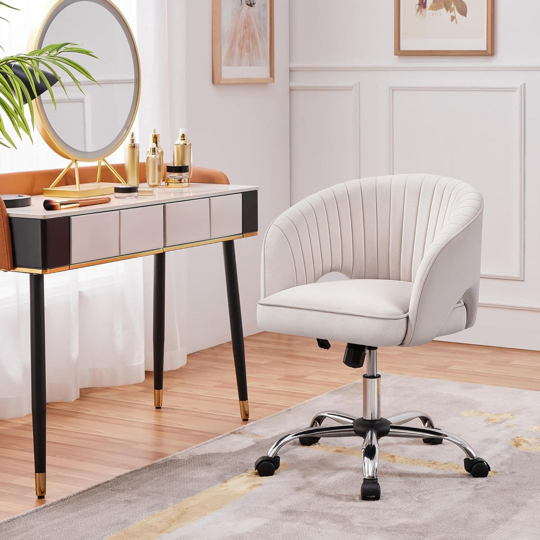 Yaheetech Bürostuhl mit Samtbezug, Ergonomischer Schreibtischstuhl mit Armlehnen, Drehstuhl mit Roll
