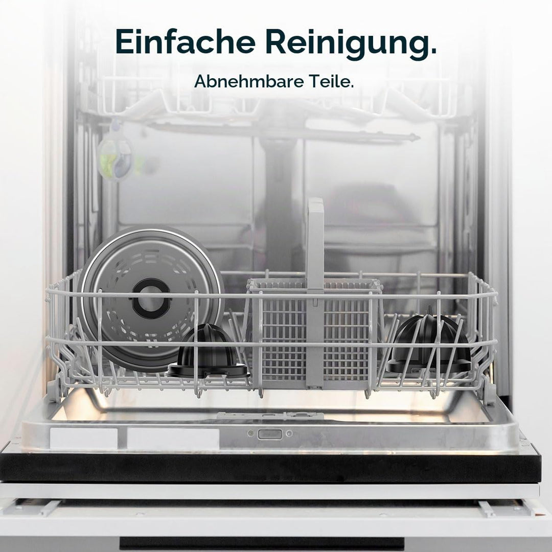 Cecotec Elektrische Hebel-Zitruspresse für Orangen und Zitrusfrüchte EssentialVita Hyden 120 Hybrid.