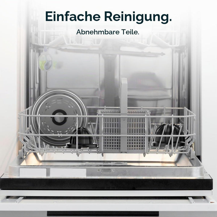 Cecotec Elektrische Hebel-Zitruspresse für Orangen und Zitrusfrüchte EssentialVita Hyden 120 Hybrid.