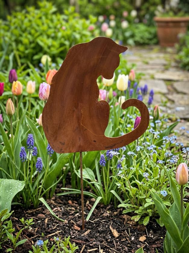 Kapaga - Gartenfigur aus Rost auf Einschlagbeinen - Metall Tierfigur - Edelrost Dekofigur - Tier Fig