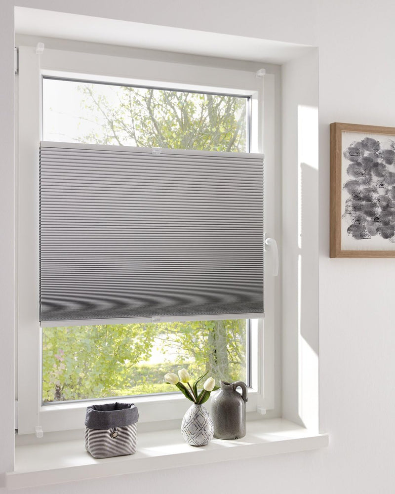 DécoProfi Wabenplissee ohne Bohren verdunkelnd Weiss 80cm x 130cm I Verspannte Plissees nach Mass mi