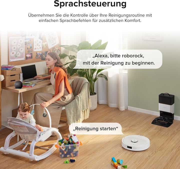 roborock Q8 Max+ Saugroboter mit Absaugstation, DuoRoller-Bürste, 5500Pa Saugkraft, 2,5L Staubbeutel