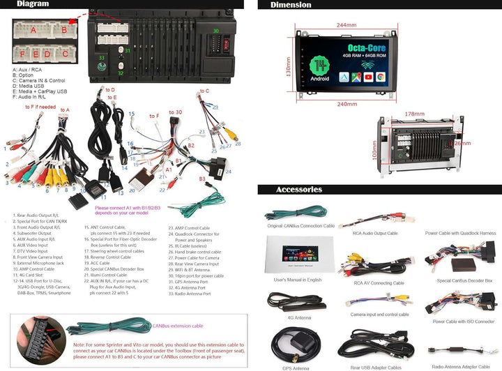 Erisin 8-Kern 9 Zoll Android 11 GPS Autoradio für Mercedes Benz A/B Klasse Viano Vito Sprinter VW Cr