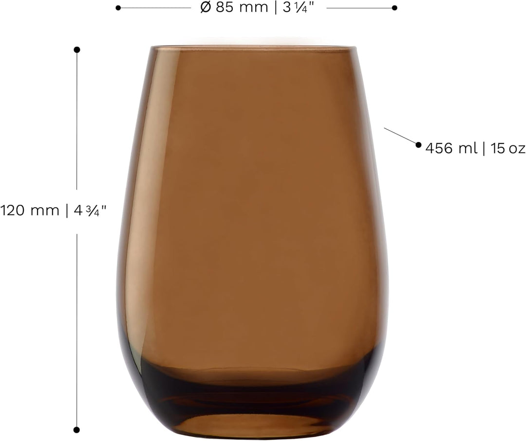 Stölzle Lausitz Gläser ELEMENTS 465 ml Braun I Trinkgläser 6er Set I Gläser-Set spülmaschinenfest I