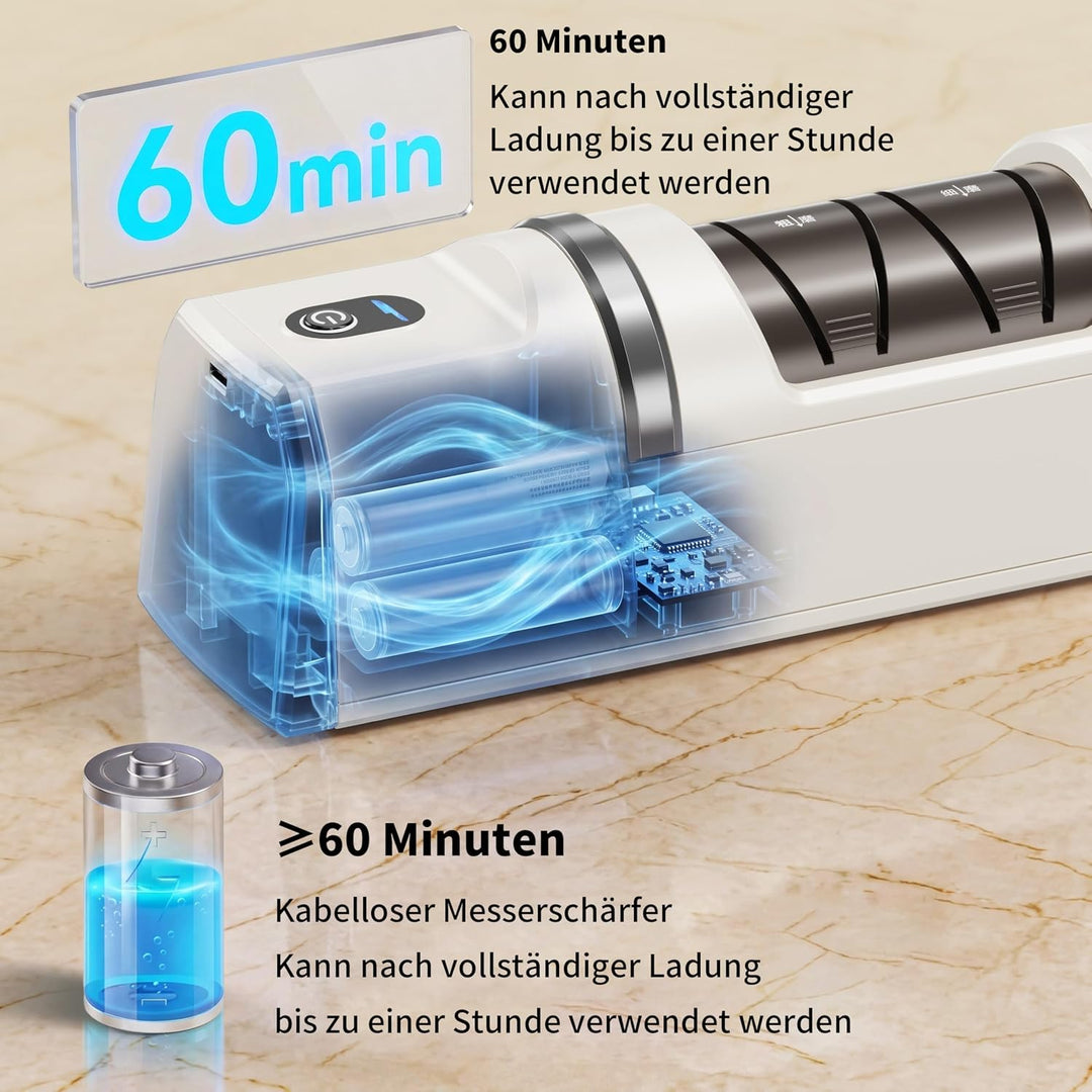 Elektrischer Messerschärfer, 5-in-1 Messerschärfer mit 3-Geschwindigkeiten Einstellung, wiederauflad