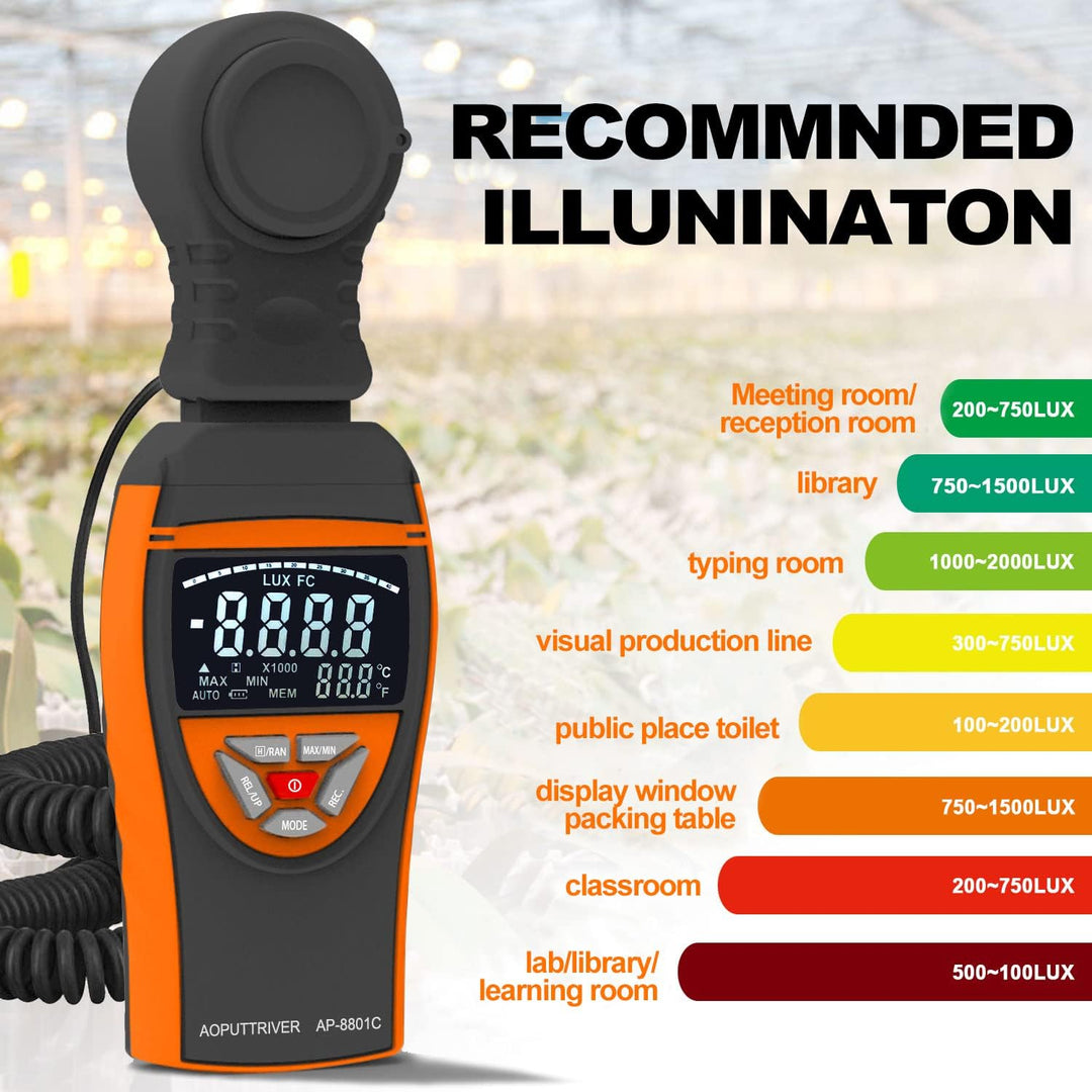 AP-8801C Digital Lux Meter 0.1~400,000Lux Beleuchtungsmessgerät Lux Messgerät Beleuchtungsstärke Lic